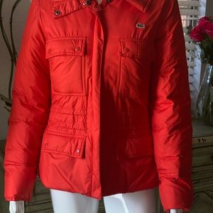 LaCoste Red Orange Winter Jacket Coat Size 40 M/L